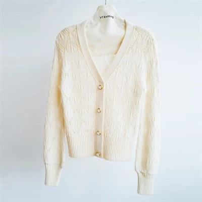 Cardigan de punt de cotó blanc
