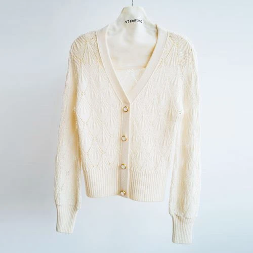 Cardigan de punt de cotó blanc